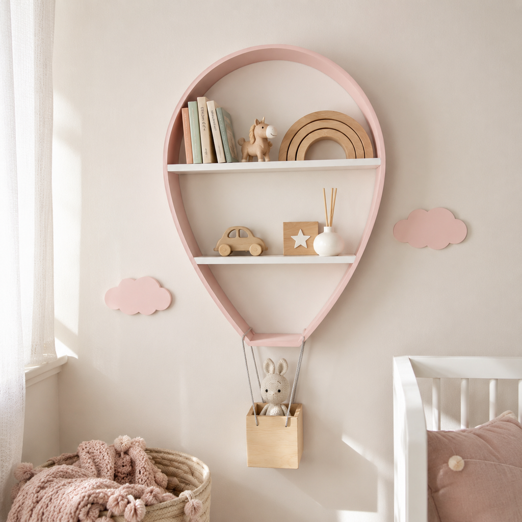 Drewniana półka Balon do pokoju dziecka – 5 kolorów